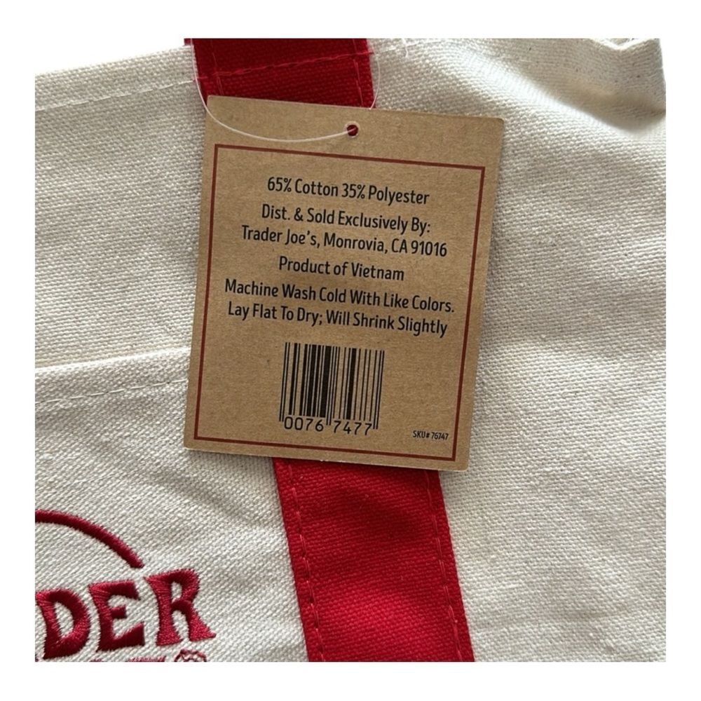 Trader Joe’s Red Mini Canvas Tote Bag Limited Edi… - image 3